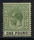 BAHAMAS - 1926 1 green and black. Fine mint.  SG 125.