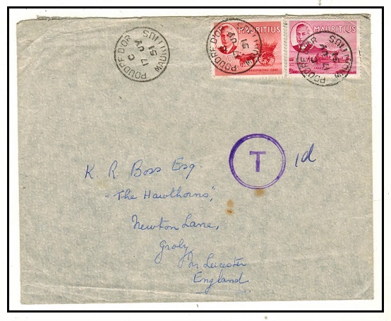 MAURITIUS - 1951 underpaid cover to UK with scarce circular 