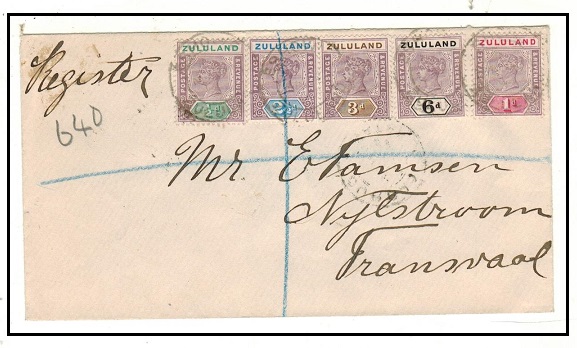 ZULULAND - 1897 multi franked 