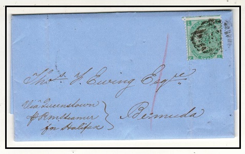 BERMUDA - 1865 inward 1/- rate entire from UK.