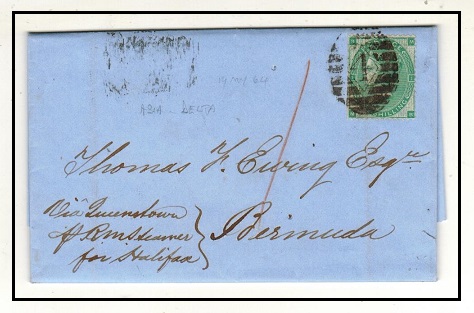 BERMUDA - 1864 inward 1/- rate entire from UK.