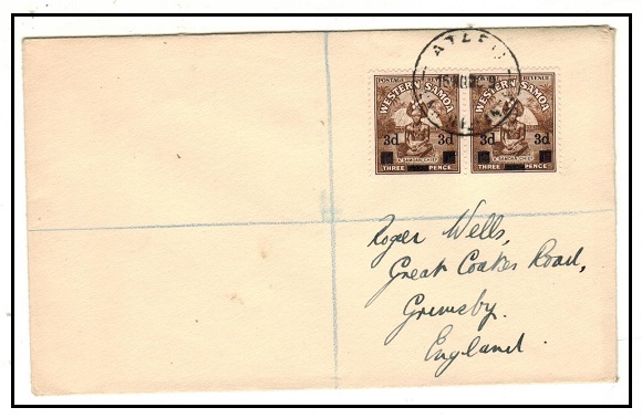 TOKELAU - 1940 3d on 1 1/2d pair registered cover to UK used at ATAFU/UNION ISLAND.