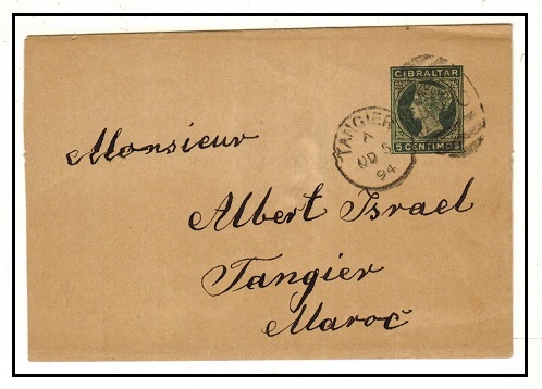 MOROCCO AGENCIES - 1894 use of Gibraltar 5c postal stationery wrapper locally at TANGIER.