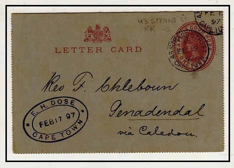 CAPE OF GOOD HOPE - 1895 1d stationery letter card used locally at 