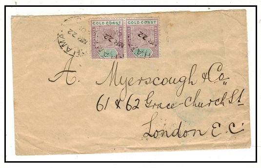 GOLD COAST - 1901 1d rate cover to UK used at CHAMA.