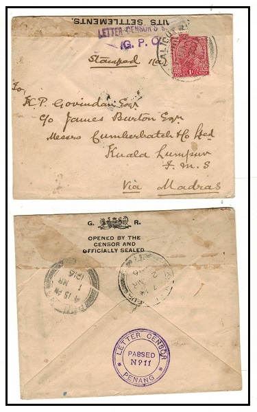 MALAYA - 1916 Inward 