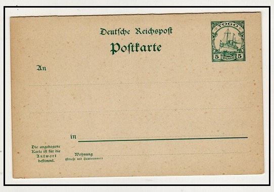 TOGO - 1900 5pfg + 5pfg green PSRC unused.  H&G 12.