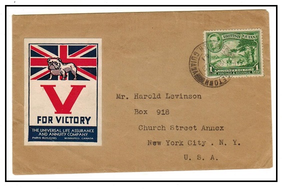 BRITISH GUIANA - 1941 1c rate cover to USA with patriotic