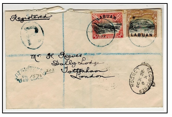 LABUAN - 1897 30c registered cover to UK struck LABUAN in 