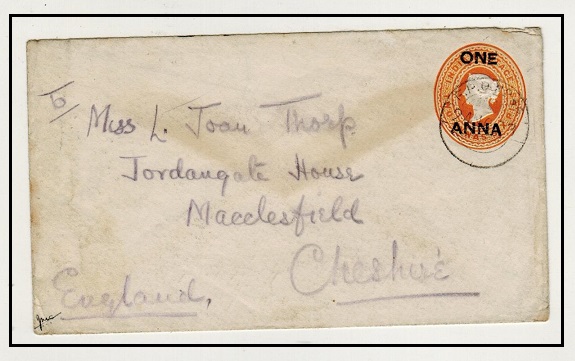 SOMALILAND - 1903 1a on 2a6p orange Indian PSE to UK used at FPO No.46. Ex Somaliland Campaign.