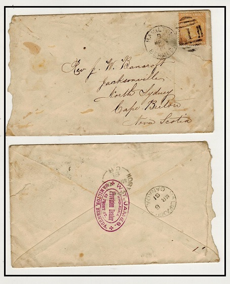 BERMUDA - 1881 3d rate cover to Nova Scotia used at HAMILTON.