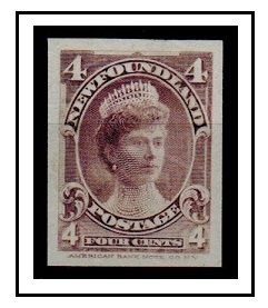 NEWFOUNDLAND - 1897 4c (SG type 43) IMPERFORATE PLATE PROOF.