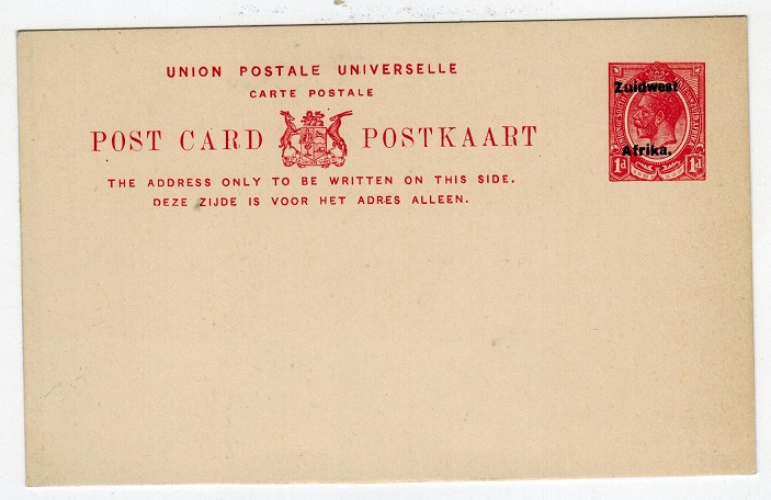 SOUTH WEST AFRICA - 1923 1d red PSC unused.  H&G 7a.