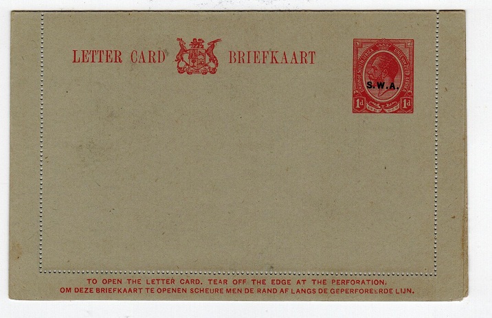 SOUTH WEST AFRICA - 1923 1d red postal stationery letter card unused.  H&G 6.