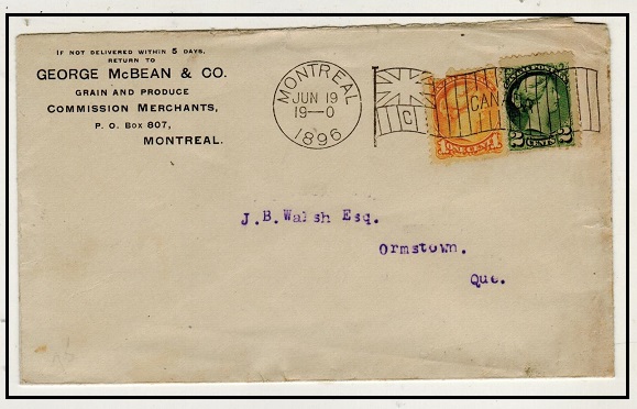 CANADA - 1896 3c rate local cover cancelled by MONTREAL/C flag cancel.