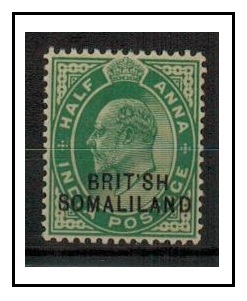 SOMALILAND - 1903 1/2d green fine mint with MISSING I in BRITISH.  SG 25a.