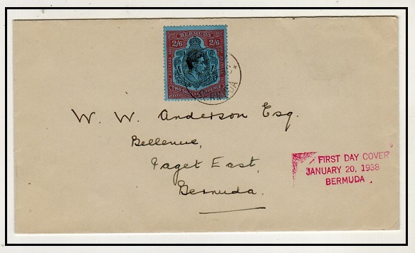 BERMUDA - 1938 local cover with 2/6d 