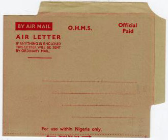 NIGERIA - 1949 O.H.M.S. OFFICIAL PAID air letter.