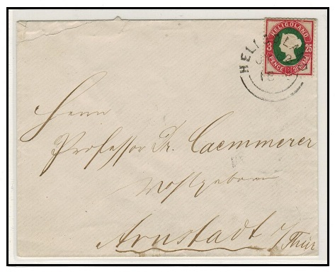 HELIGOLAND - 1890 3d/25pfg rate cover to Germany.