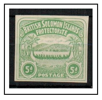 SOLOMON ISLANDS - 1907 5d un-official IMPERFORATE PLATE PROOF in green.