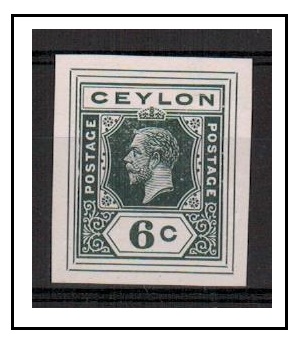 CEYLON - 1915 6c IMPERFORATE COLOUR TRIAL for postal stationery printed in slate.