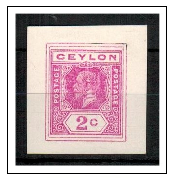 CEYLON - 1915 2c IMPERFORATE COLOUR TRIAL for postal stationery printed in pink.