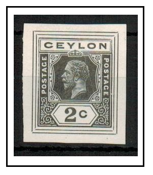 CEYLON - 1915 2c IMPERFORATE COLOUR TRIAL for postal stationery printed in slate.