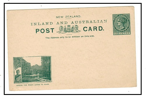 NEW ZEALAND - 1899 1d deep green illustrated PSC unused.  H&G 10.