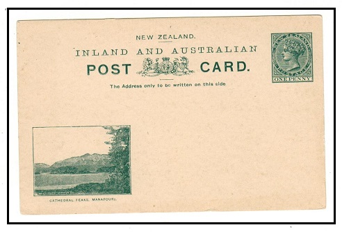 NEW ZEALAND - 1899 1d deep green illustrated PSC unused.  H&G 10.