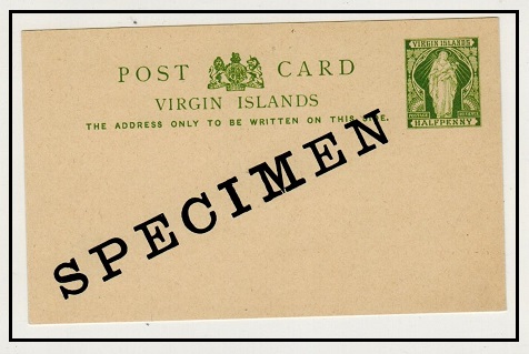 BRITISH VIRGIN ISLANDS - 1901 1/2d green PSC unused SPECIMEN. H&G 4.