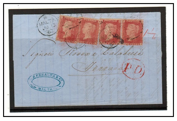 MALTA - 1862 4d rate entire to Italy.