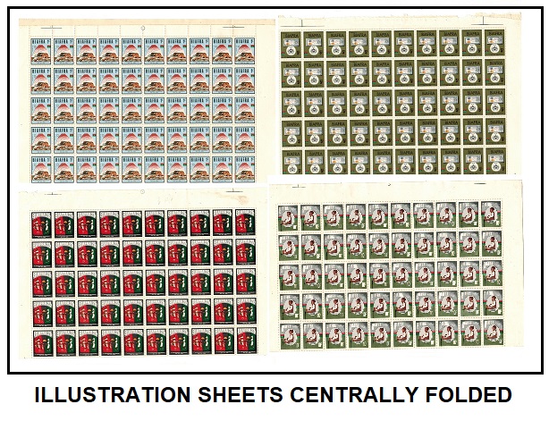 BIAFRA - 1968 1st Anniv. of Independence set (ex 4d) in sheets of 100. SG 18-21.