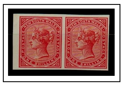 NEW SOUTH WALES - 1871 1/- IMPERFORATE COLOUR TRIAL pair in red-orange.