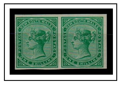 NEW SOUTH WALES - 1871 1/- IMPERFORATE COLOUR TRIAL pair in bright green.
