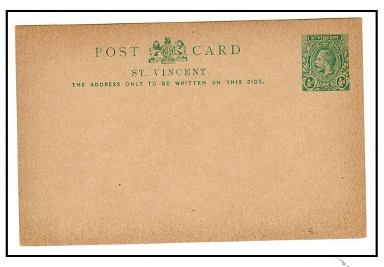 ST.VINCENT - 1913 1/2d green PSC unused.  H&G 8.