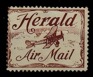 AUSTRALIA - 1920 HERALD AIR MAIL label with gum.
