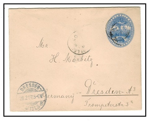 SEYCHELLES - 1895 15c blue PSE to Germany used at SEYCHELLES.  H&G 2.