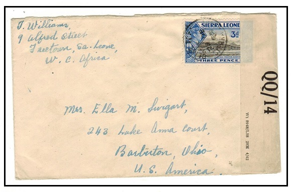 SIERRA LEONE - 1943 3d rate 