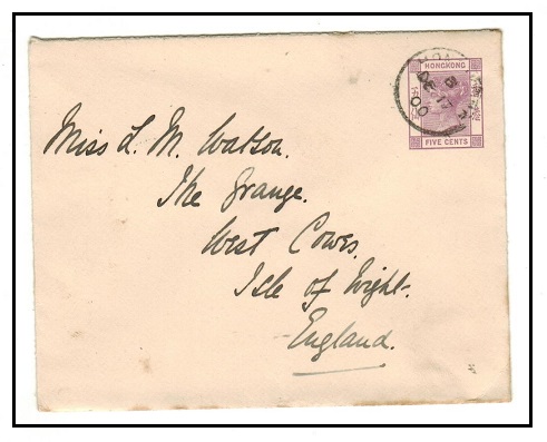 HONG KONG - 1900 5c lilac PSE addressed to UK.  H&G 4.