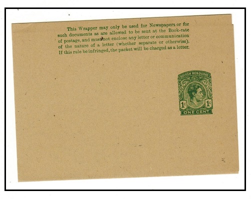 BRITISH HONDURAS - 1938 1c green postal stationery wrapper unused.  H&G 4.