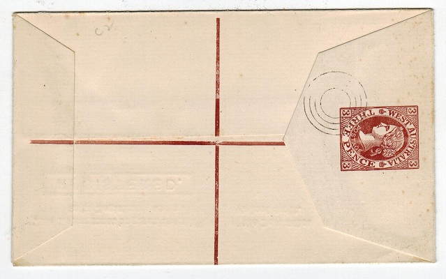 WESTERN AUSTRALIA - 1908 3d brown RPSE with ringed SPECIMEN cancel.  H&G 2.