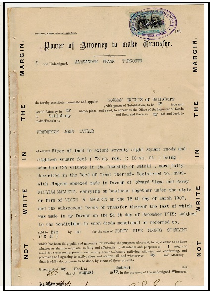 RHODESIA - 1913 