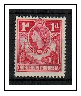 NORTHERN RHODESIA - 1955 1d red REVENUE unmounted mint. 
