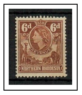 NORTHERN RHODESIA - 1955 6d brown REVENUE unmounted mint. 
