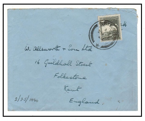 PALESTINE - 1940 10m rate cover to UK used at BEISAN.