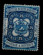 NORTH BORNEO - 1888 25c PERFORATED COLOUR TRIAL in indigo.