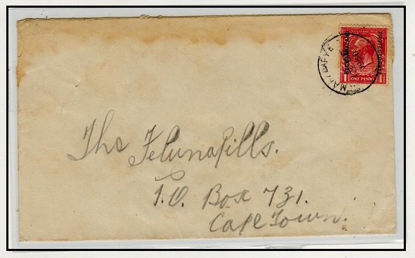 BECHUANALAND - 1930 1d rate cover to Cape Town used at MAHALAPYE.