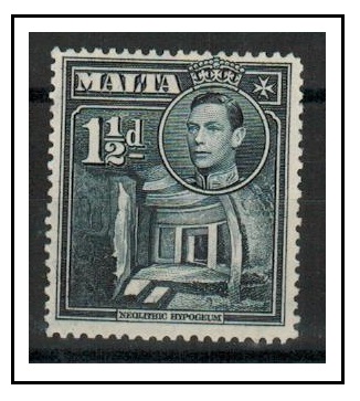 MALTA - 1943 1 1/2d slate black fine mint with 