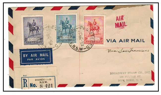 AUSTRALIA - 1936 registered cover to USA bearing the 1935 