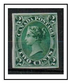 CANADA - 1857 IMPERFORATE PLATE PROOF in green.